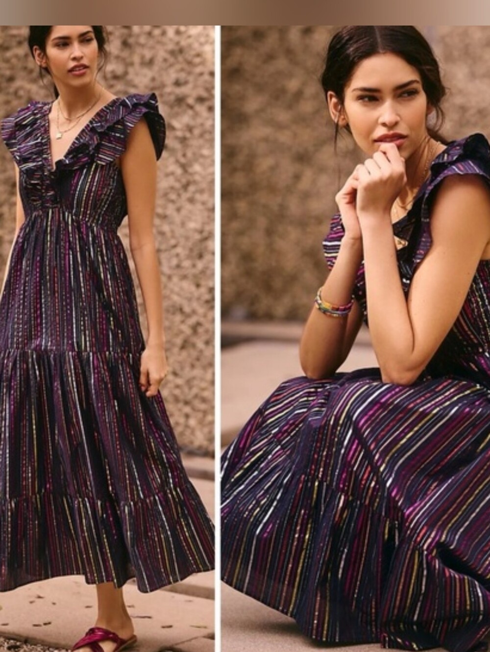 Roller Rabbit Rainbow Metallic Ondine Dress.  Size Small
